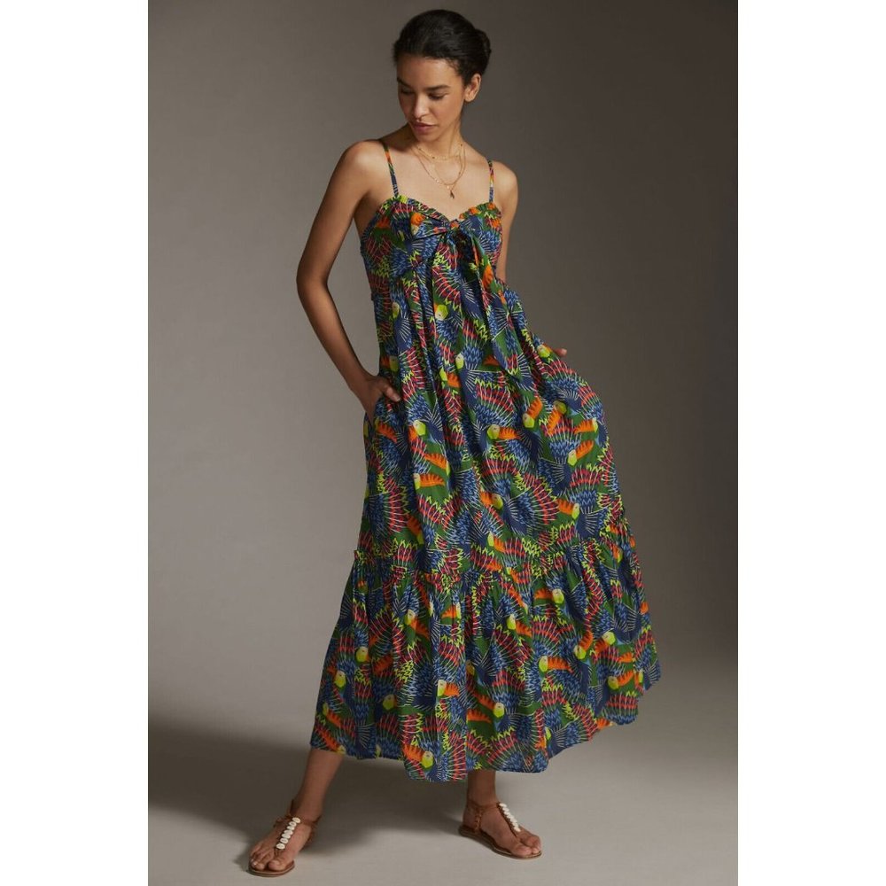 NWT Farm Rio x Anthropologie Printed Maxi Dress L $230 Sleeveless 100% Cotton